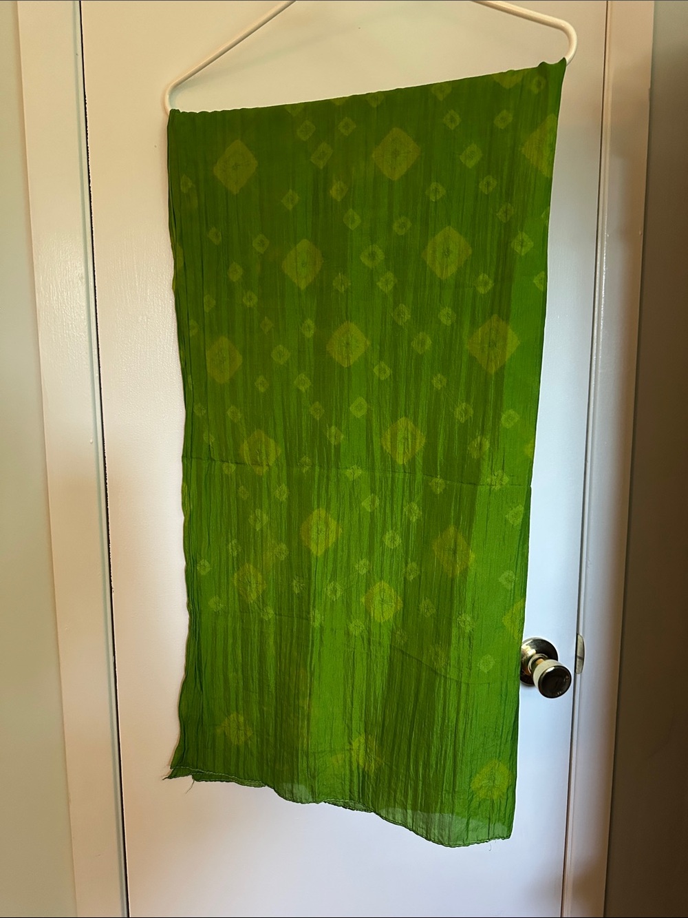 Green Pleated Patterned Scarf/Wrap/Shawl Made in India 🇮🇳